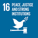 16. SDGs logo, Peace, Justice and Strong Institutions